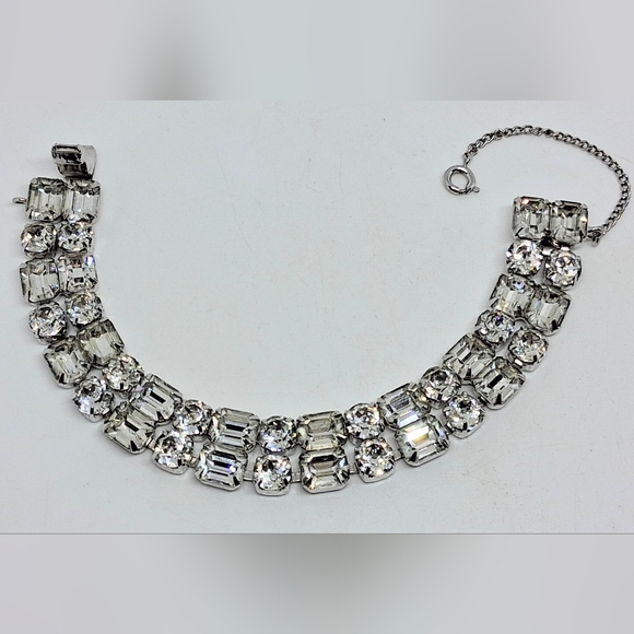 Eisenberg Jewelry - * Vintage Signed Eisenberg Double Row Rhinestones Bracelet